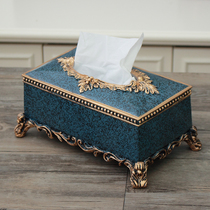 American country minimalist tissue box retro European blue light luxury style living room household multifunctional paper box