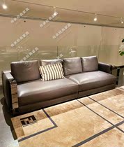 Post-modern light luxury combination sofa light luxury sales department club stainless steel leather sofa stainless steel decorative furniture