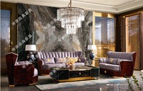 Milan Italy new Garnet mosaic sofa neoclassical luxury villa living room solid wood leather sofa