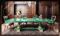 Italian Luxurious Villa Suite Furniture Natural Lavish Stone Artist with pure bronze piece inlaid peacock table