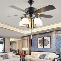 New Chinese style wood leaf fan lamp national tide Chinese style dining room living room bedroom tea house LED variable light with fan chandelier