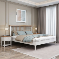 Solid wood bed 1 8 meters American bed White Nordic furniture Oak single bed Modern simple light luxury 1 5 double beds