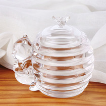 Vintage personality glass hi candy jar decorative cotton swab storage box storage jar bear with lid honey jar cup