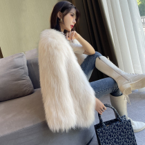 Encrypted raccoon hair double-sided woven fur coat womens long model 2021 autumn and winter new hair fashion young models