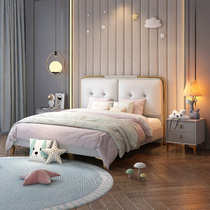 Children and girls princess bed modern light luxury 1 5 creative Net red leather bed cartoon boy storage soft bag leather bed