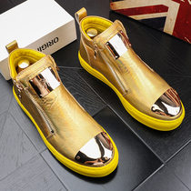 High-top mens shoes autumn new trendy shoes Korean fashion lazy casual shoes young men wild gold high-top board shoes