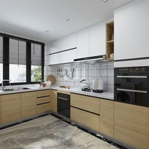 Kitchen overall cabinet custom quartz stone stainless steel countertop modern simple economic open cabinet custom