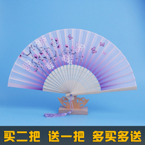 Fan folding fan Chinese style dance ancient style womens classical costume childrens Hanfu accessories summer folding fan