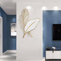 Modern light luxury wall decoration porch living room TV background Wall Wall Wall bedroom wrought iron feather decoration wall pendant