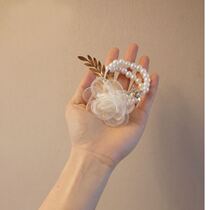 Wrist Flower Beige hipster Pearl Bracelet Beauty Brides Sisters Unity Party Wedding Hand Flower