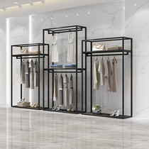 Clothing display floor-mounted double hanger men and womens clothing store shelves iron clothing rack shelf pendant