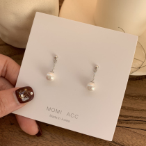 South Korea 925 sterling silver all silver earrings Pearl cute earrings sweet playful female temperament simple versatile