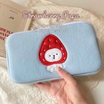 (Spot) Strawberry Great Fu Dad Blue Hands With Bag Stationery Cashier Bag Apple Dad Original
