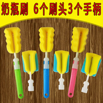 3-loaded sponge bottle brush bottle cleaning brush with replacement brush head cleaning cleaner cup brush bottle brush