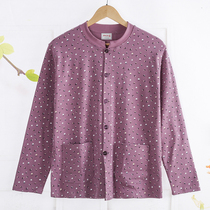 Middle-aged and elderly cotton cardigan thin autumn clothes lady mother cardigan warm coat cotton wool open underwear bottoming
