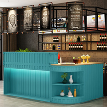 Curved corner cashier bar cabinet industrial wind iron art simple modern front desk reception desk milk tea shop bar