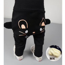Baby big fart pp pant pants male and female spring autumn plus suede pure cotton high waist protective belted pants 0-3-year-old baby pants Harun pants