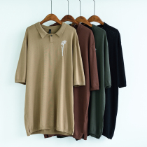 Q32 2019 Summer Mens Top POLO Collar Pullover Short Sleeve Thin T-shirt Knit Size Loose Trend