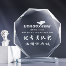 Crystal trophy medal custom octagonal sunflower creative ornaments employee prize lettering custom license certificate