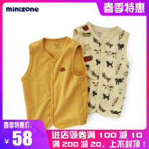 minizone 2-5 year old baby pure cotton single layer waistcoat Two dress young children Children cotton vest Spring and summer autumn