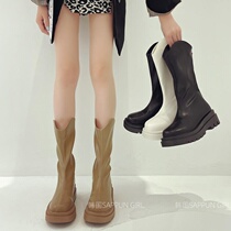 South Korea Fashion Middle Cylinder Short Boots Women Boots 2022 New Single Boots Pure color thick bottom 100 hitch Inn Wind Martin boots