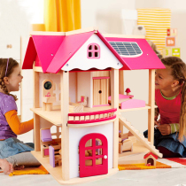 Wooden diy hut girl furniture gift childrens educational toy house play house Princess Villa doll house
