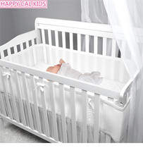 Crib bedside anti-collision enclosure breathable net summer skin-friendly sandwich 3D mesh baby bed drape universal anti-collision