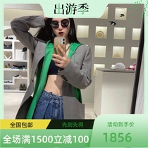 YCH suit 22ss early spring new fake two splicing loose with cap sweatshirt breaking hole design Western-style clothes