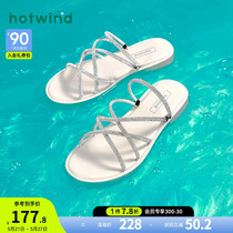Hot air 2023 summer new ladys fashion slippers wore two cold slippers beach water drill Rome sandals outside