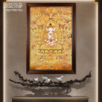 (Galan Miduo) Big Day Rulai hand-painted pure gold onyx pen carving engraved big data card decorative hanging painting