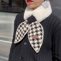 Scarf female winter Korean version of female hair plush Japanese sweet thickened warm autumn winter students imitation rabbit hair scarf Joker