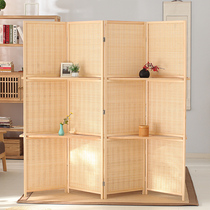 Solid wood Chinese bamboo screen partition foldable mobile office screen partition Living room folding screen Hotel entrance