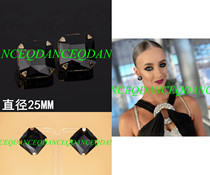  Latin dance ear needle competition National standard dance Black rhinestone ear stud accessories Female stage performance flash diamond ear jewelry