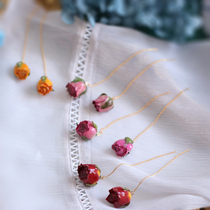Earline female temperament long spring and summer Yongsheng floral earbuke sensei with super-fairy true floral rose earthen