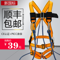 Five-point aerial work safety belt Cushioning double hook safety rope set outdoor insurance strap fall protection equipment