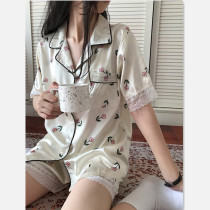 Today is the flower girl~~ ~ home daily Lace side small floral pajamas female summer ice silk thin section