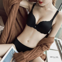 Japanese new glossy bra set sexy underwear female rimless small bra gathered upper support anti-sagging underwear