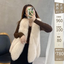 Haining winter 2021 New Fox Fur Vest Women short model thin real hair drops young fur vest waistcoat