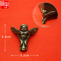 Antique alloy human face statue base Wooden box Bottom corner Red wine box Jewelry box Packaging box Hardware foot protector Foot