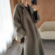 Hairy jacket womens middle length 2021 new high-end thickening age slim body slim double-sided cashmere coat women