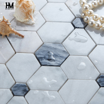 Modern minimalist hexagonal marble mosaic tile toilet bathroom Bar kitchen background wall floor tiles