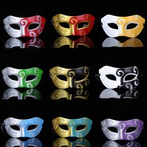 Mens childrens half face blindfold black and white gentleman jazz fighter performance ball Venice mask engraved flower 2 colors