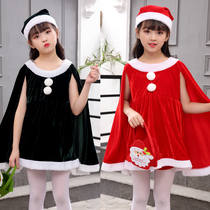 Christmas Kids Costume Kindergarten Little Girl Show Suit Cute Girl Shawl Dress Santa Clothes