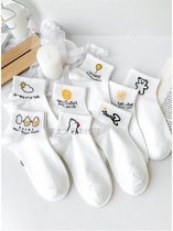  Japanese white socks womens socks spring and summer thin Korean cute cartoon low-top mid-tube socks ins tide summer