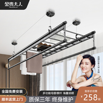 Mrs Jingui lifting clothes rack Balcony hand-cranked clothes rack Double rod indoor manual folding drying quilt clothes rack