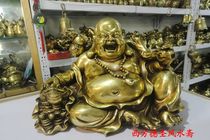 Copper Maitreya Buddha laughing Buddha Golden Toad Gourd Ornament Home Shop Company Furnish Desk Bar Placement