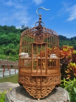 New Guang-style Qingyuan cage Thrush bird cage Starling cage Wren cage Bamboo whole bamboo carving cage Original cage