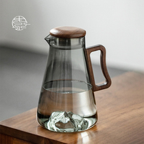 Japanese-style hickory walnut glass cold water kettle high temperature resistant thickened filter teapot household cold water cup set