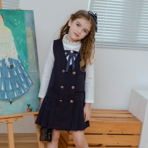 College style girls autumn foreign style dress autumn dress autumn dress fashionable two-piece pleated skirt vest skirt autumn