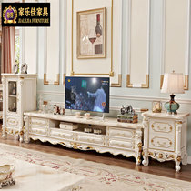 Eurostyle marble TV cabinet tea table combination suit living room full solid wood ground cabinet modern minimalist home bedroom cabinet